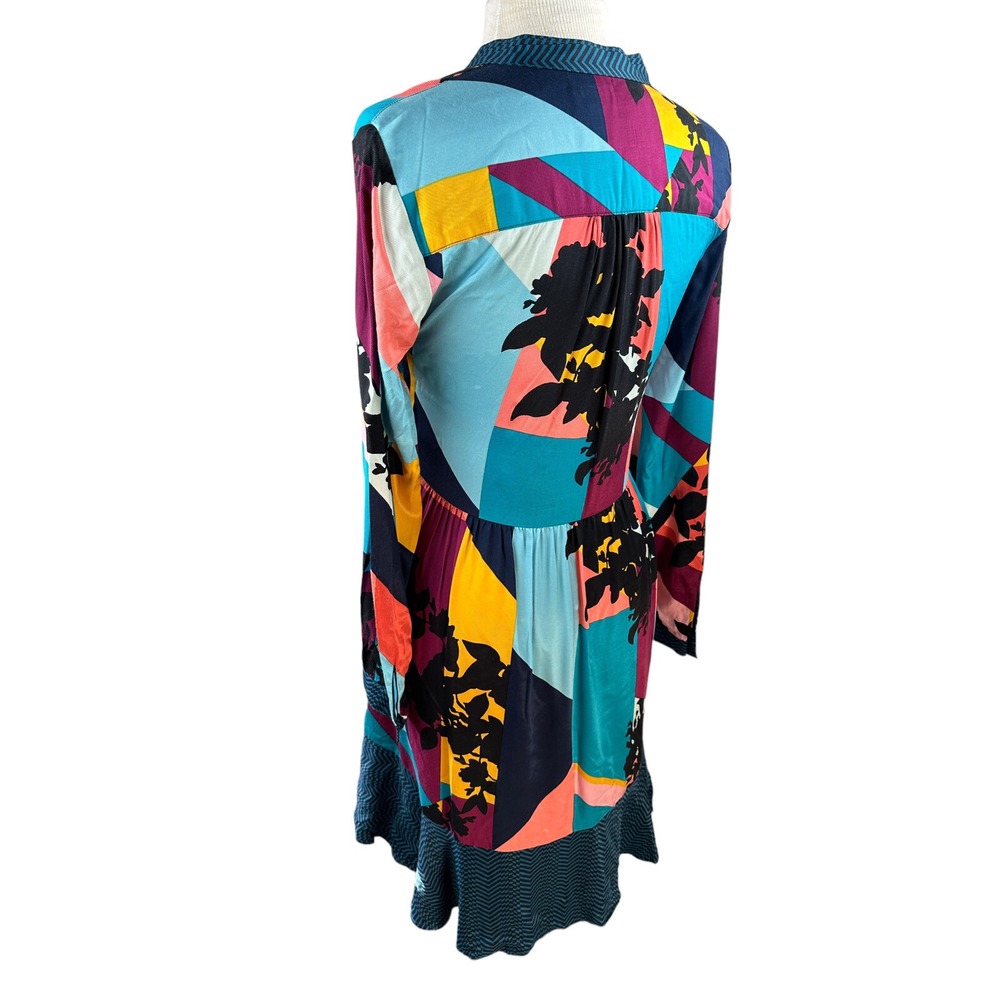 Anthropologie x Maeve Gillian Abstract Shirtdress Blue Black Shirt Dress LS XS - Picture 10 of 15